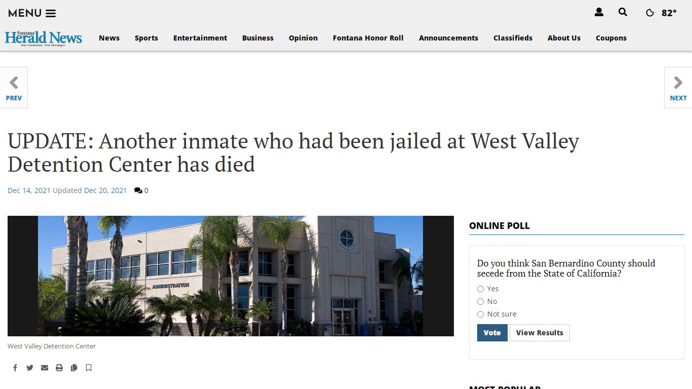 UPDATE: Another inmate who had been jailed at West Valley ...