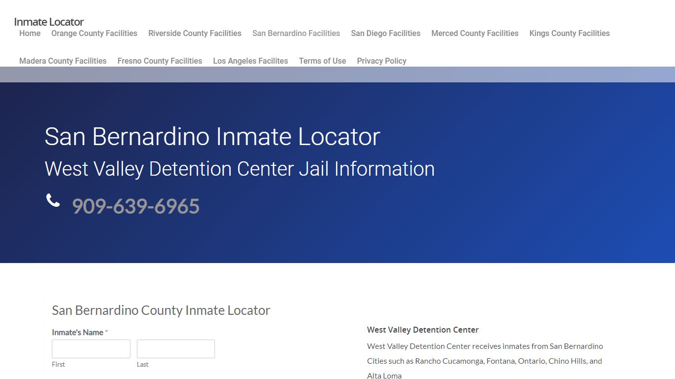 West Valley Detention Center - San Bernardino Inmate Locator